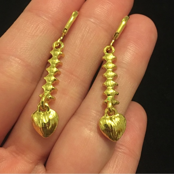 Colorful Red Heart Dangle Earrings - Picture 3 of 5